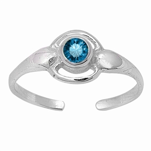 Zehenring 925 Silber Blauer Zirkonia 2