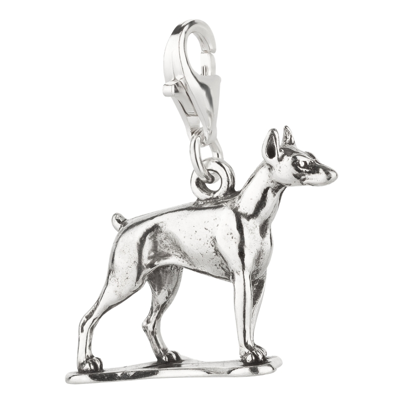 Charm Anhänger Mops Hund - 13x10mm Aus 925 Sterling Silber Mit Karabiner