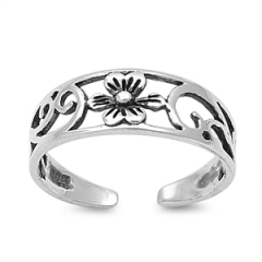 Zehenring 925 Silber Blume 3