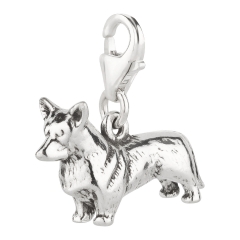 Charm / Anhänger 925 Silber Hund Corgi 3