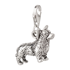 Charm / Anhänger 925 Silber Hund Corgi 2
