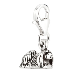 Charm / Anhänger 925 Silber Hund Pekinese