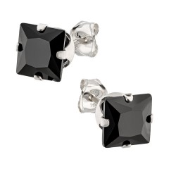Ohrstecker 925 Silber schwarzer Zirkonia eckig