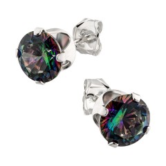 Ohrstecker 925 Silber Rainbow Zirkonia rund