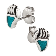 Ohrstecker 925 Silber Bärentatze 2 Türkis
