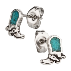 Ohrstecker 925 Silber Cowboystiefel Türkis