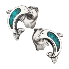Ohrstecker 925 Silber Delfin Türkis