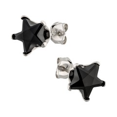 Ohrstecker 925 Silber schwarzer Zirkonia Stern
