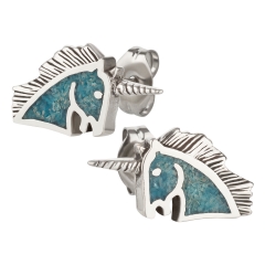 Ohrstecker 925 Silber Einhorn 2 Türkis