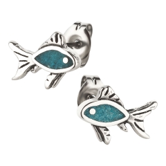 Ohrstecker 925 Silber Fisch Türkis