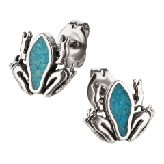 Ohrstecker 925 Silber Frosch Türkis