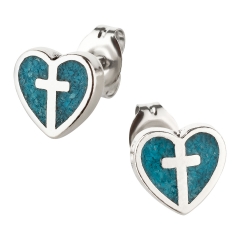Ohrstecker 925 Silber Herz 3 Türkis
