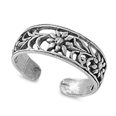 Zehenring 925 Silber Blume 8
