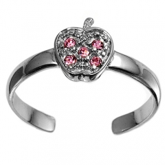 Zehenring 925 Silber Rosa Zirkonia, Apfel 1