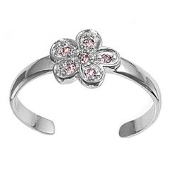 Zehenring 925 Silber Rosa Zirkonia, Blume 1