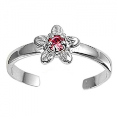 Zehenring 925 Silber Rosa Zirkonia, Blume 2