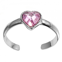 Zehenring 925 Silber Rosa Zirkonia, Herz 1