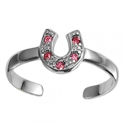 Zehenring 925 Silber Rosa Zirkonia, Hufeisen 1
