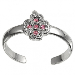 Zehenring 925 Silber Rosa Zirkonia, Kleeblatt 1
