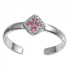 Zehenring 925 Silber Rosa Zirkonia, Kreuz 1