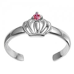 Zehenring 925 Silber Rosa Zirkonia, Krone 1