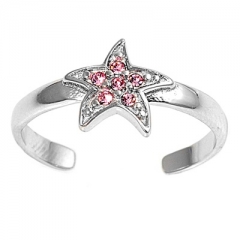 Zehenring 925 Silber Rosa Zirkonia, Stern 2