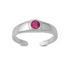 Zehenring 925 Silber Roter Zirkonia 3