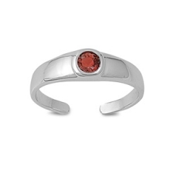 Zehenring 925 Silber Roter Zirkonia 4
