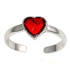 Zehenring 925 Silber Roter Zirkonia, Herz 2