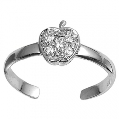 Zehenring 925 Silber Weißer Zirkonia, Apfel 1
