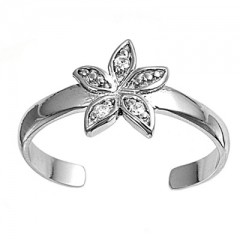 Zehenring 925 Silber Weißer Zirkonia, Blume 1