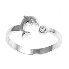 Zehenring 925 Silber Weißer Zirkonia, Delfin 1