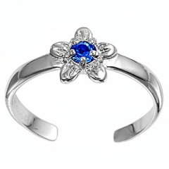 Zehenring 925 Silber Blauer Zirkonia, Blume 2