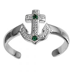 Zehenring 925 Silber Grüner Zirkonia, Anker 1