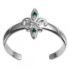 Zehenring 925 Silber Grüner Zirkonia, Fleur De Lise 1