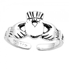 Zehenring 925 Silber Herz 2 Claddagh