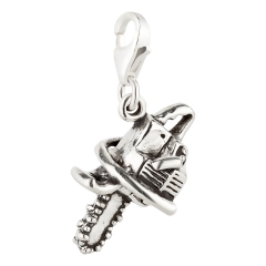 Charm / Anhänger 925 Silber Motorsäge